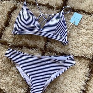 Cupshe blue and white striped bikini